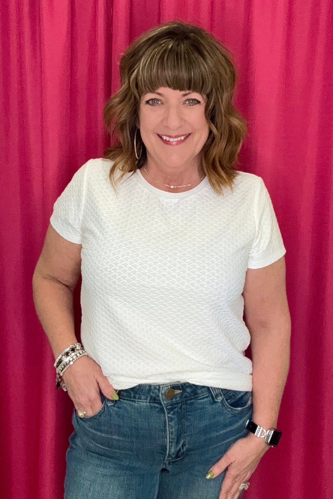 Short Sleeve Textured Tee MISSY TOP SPECIAL LIVERPOOL 