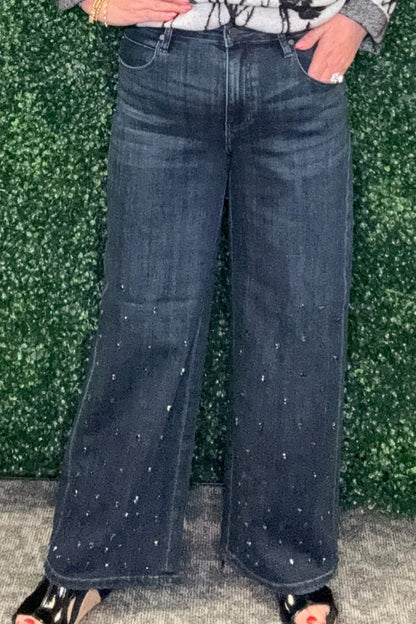Stride Wide Jeans w/Rhinestone Embellishments BOTTOMS LIVERPOOL 