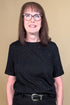Black Short Rolled Sleeve Tee w/Colored Rhinestones JRTOP CASUAL TOP DAVI&DANI 