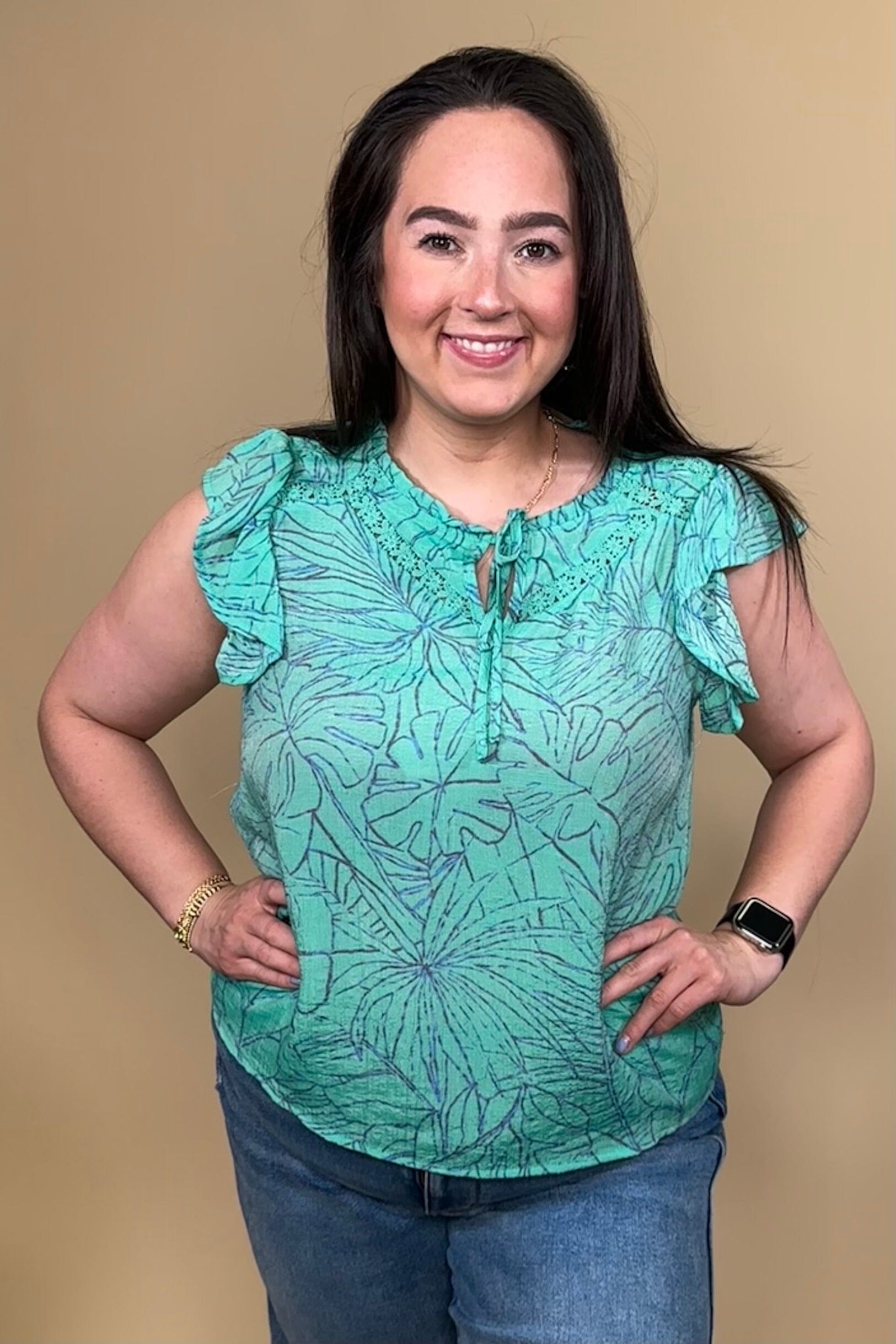 Flutter Sleeve w/Neck Tie MISSY TOP SPECIAL ZAC &amp; RACHEL 