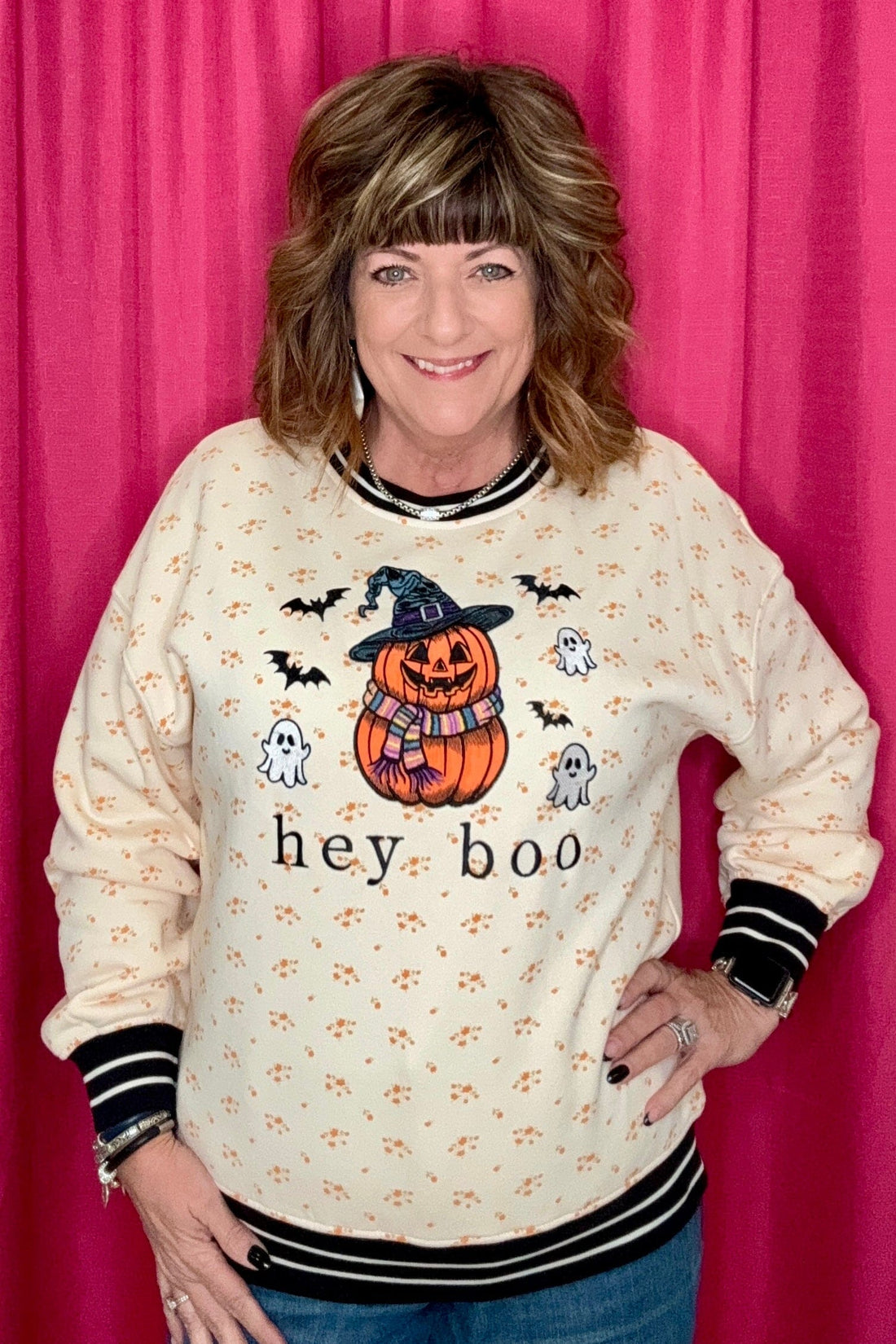 Hey boo floral sweatshirt MISSY BASIC KNIT SIMPLY SOUTHERN 