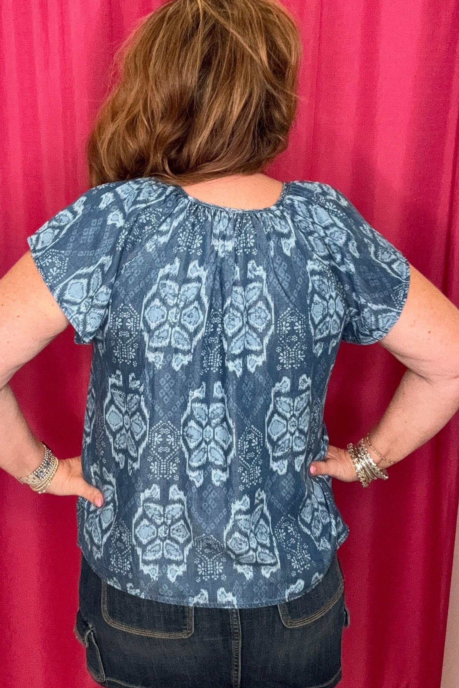 Flutter Sleeve Woven Top w/Front Tie Detail MISSY TOP SPECIAL LIVERPOOL 