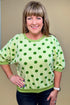 Round Neck Bubble Sleeve Polka Dot Sweatshirt JRTOP CASUAL TOP GLAM 
