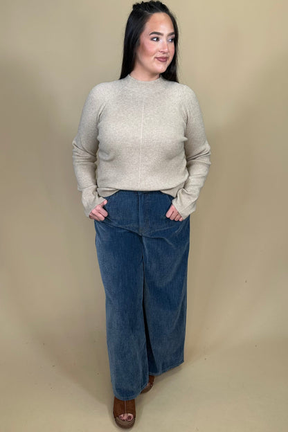Long Sleeve Turtleneck Sweater - Khaki MISSY BASIC KNIT:~~Unassigned~~ LIVERPOOL 