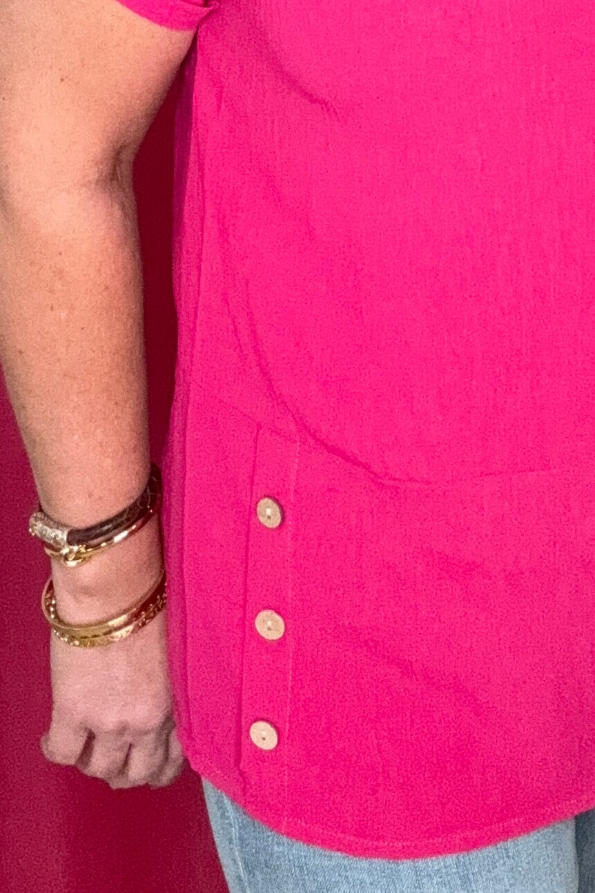 Top with Rolled Sleeves and Side Buttons MISSY TOP SPECIAL CREATION 