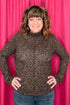 Long Sleeve Leopard Printed Mock Neck JRTOP CASUAL TOP VERYJ BRW S 