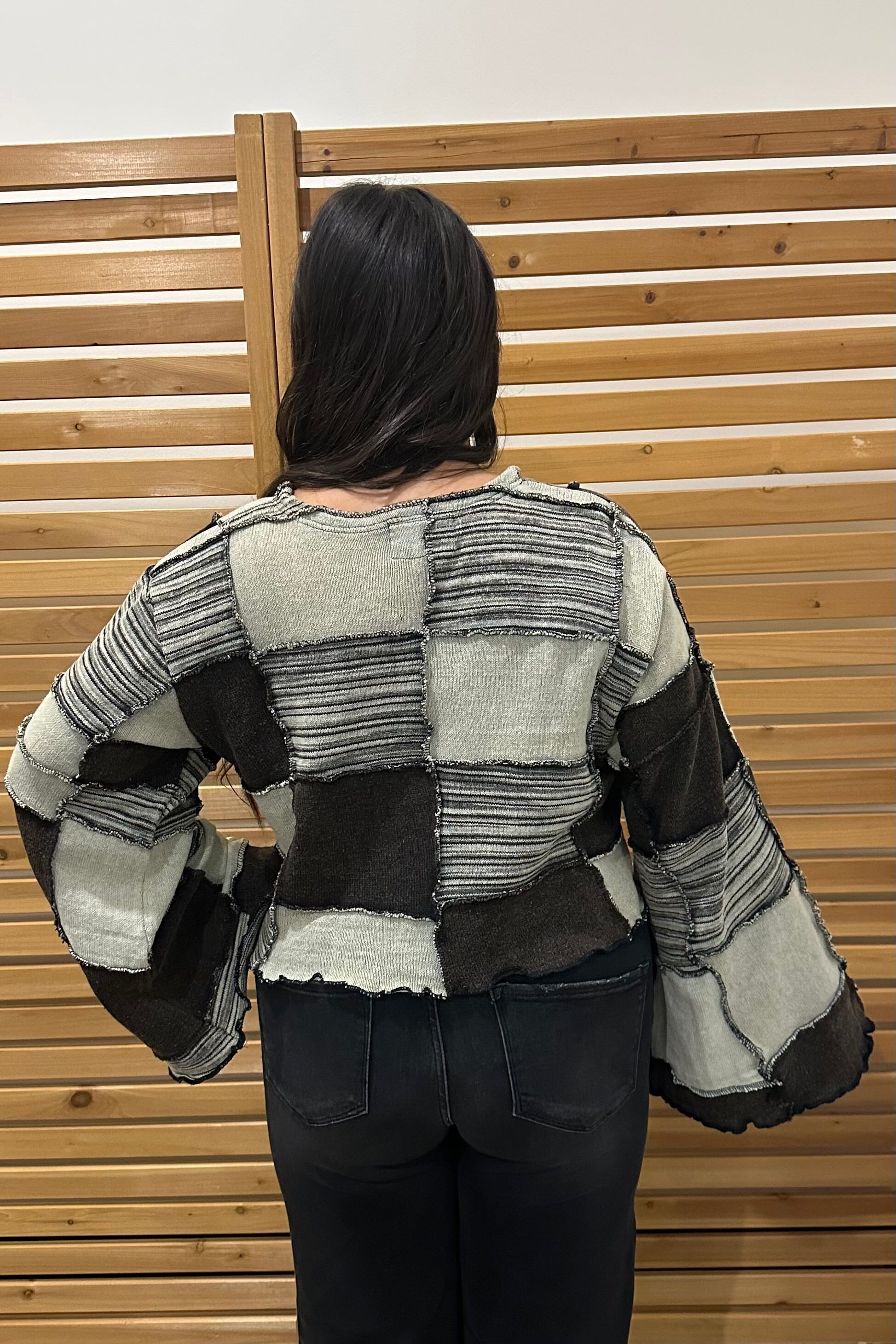 Long Sleeve Patchwork Sweater JRTOP CASUAL TOP POL CLOTHING 