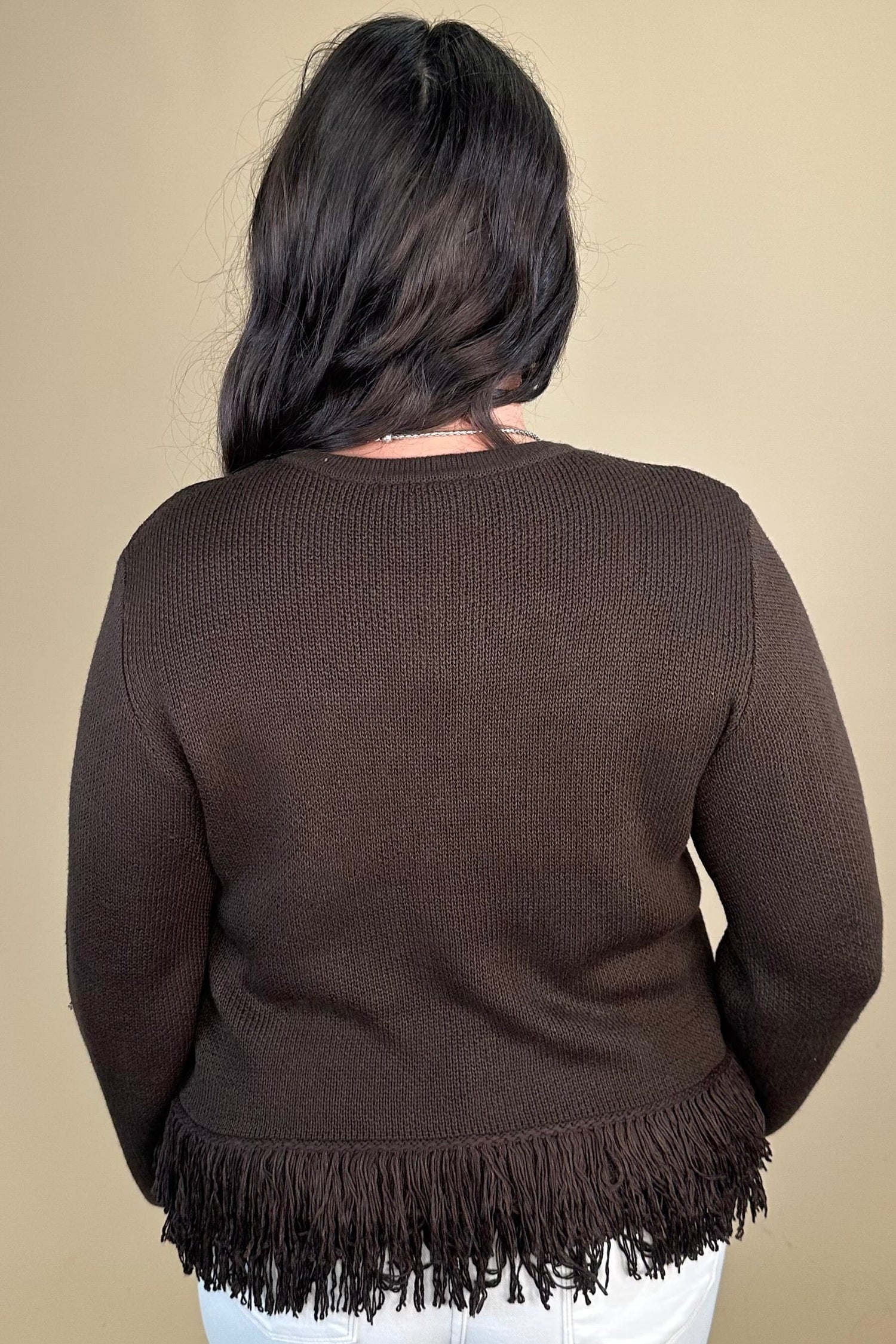 Crew Neck Sweater w/ Fringe Hem MISSY TOP SPECIAL CHARLIEB 