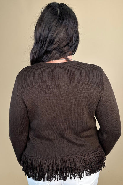 Crew Neck Sweater w/ Fringe Hem MISSY TOP SPECIAL CHARLIEB 