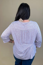 Striped Knit 3/4 Sleeve Top MISSY TOP SPECIAL SOUTHERN LADY 