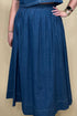 High Waist Pleated Denim Midi Skirt BOTTOMS BLUPEPPER 