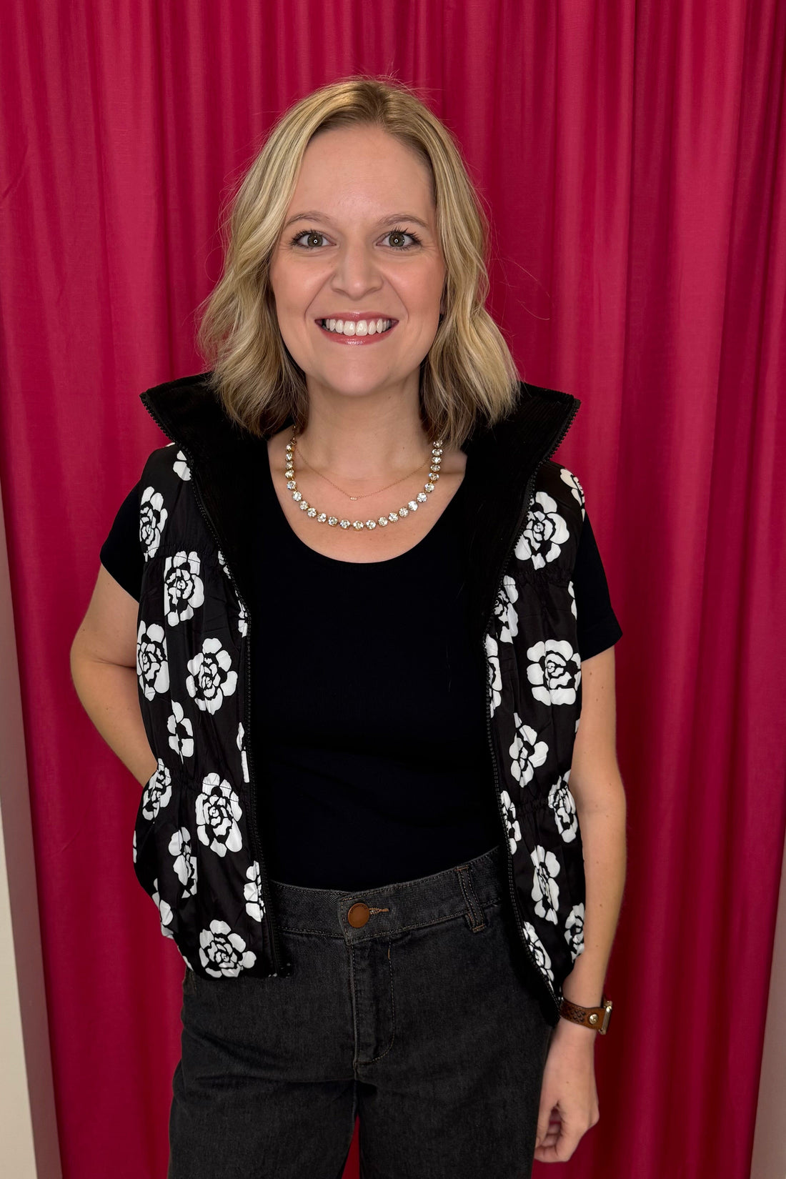 Reversible Floral Puffer Vest OUTFIT COMPLETER SOUTHERN GRACE 