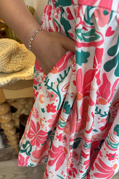 Pink Boot Boho Front Tie Dress DRESS TURQUOISE HAVEN 