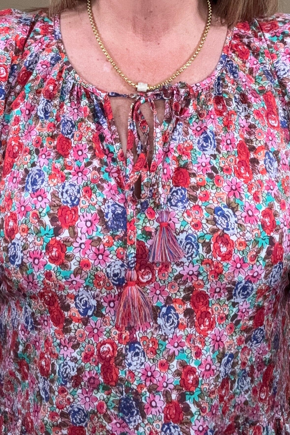 Flutter Sleeve Peplum Woven Top w/Ties MISSY TOP SPECIAL LIVERPOOL 