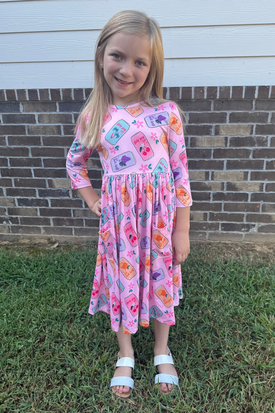 Girly Pop 3/4 Sleeve Pocket Twirl Dress GIFT/OTHER MILA &amp; ROSE 