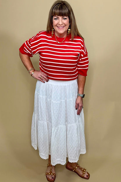 Swiss Dot Pull On Skirt w/Lace Hem BOTTOMS KEREN HART 