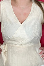 Short Sleeve Wrap Front Woven Top w/Tie MISSY TOP SPECIAL LIVERPOOL 