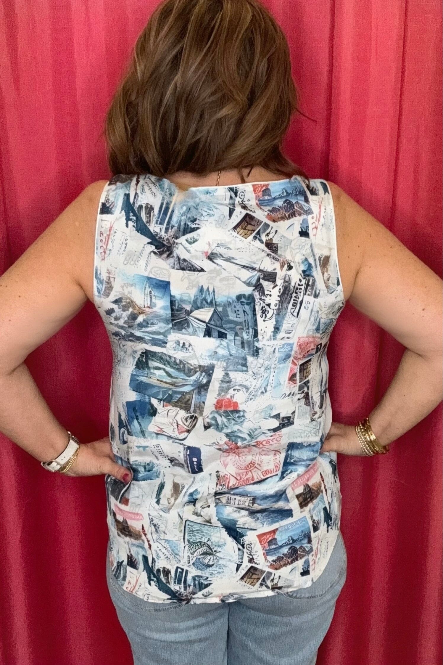 Postcard Printed Reversible Cami MISSY TOP SPECIAL Charlie B 