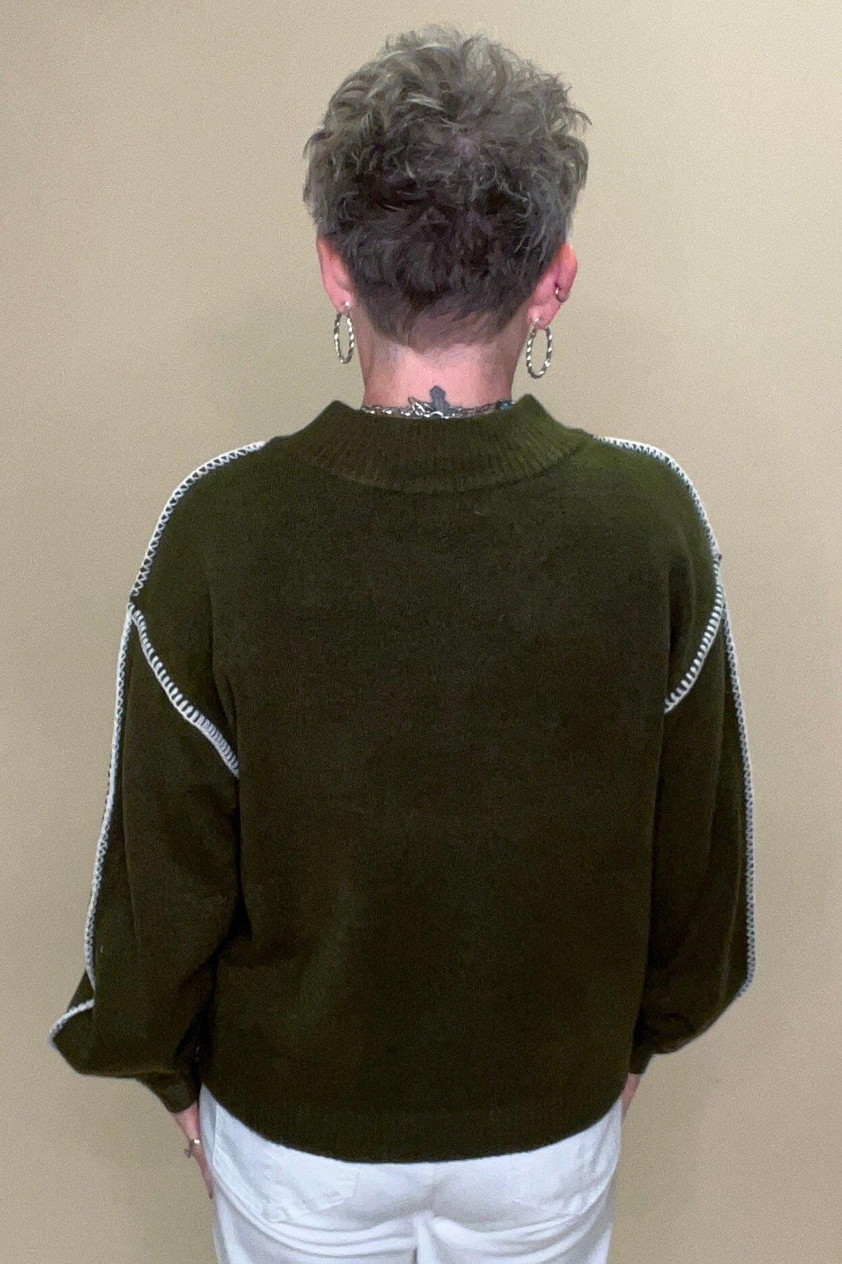 Long Sleeve Blanket Stitch Detail Sweater MISSY TOP SPECIAL:~~Unassigned~~ DEMOCRACY 