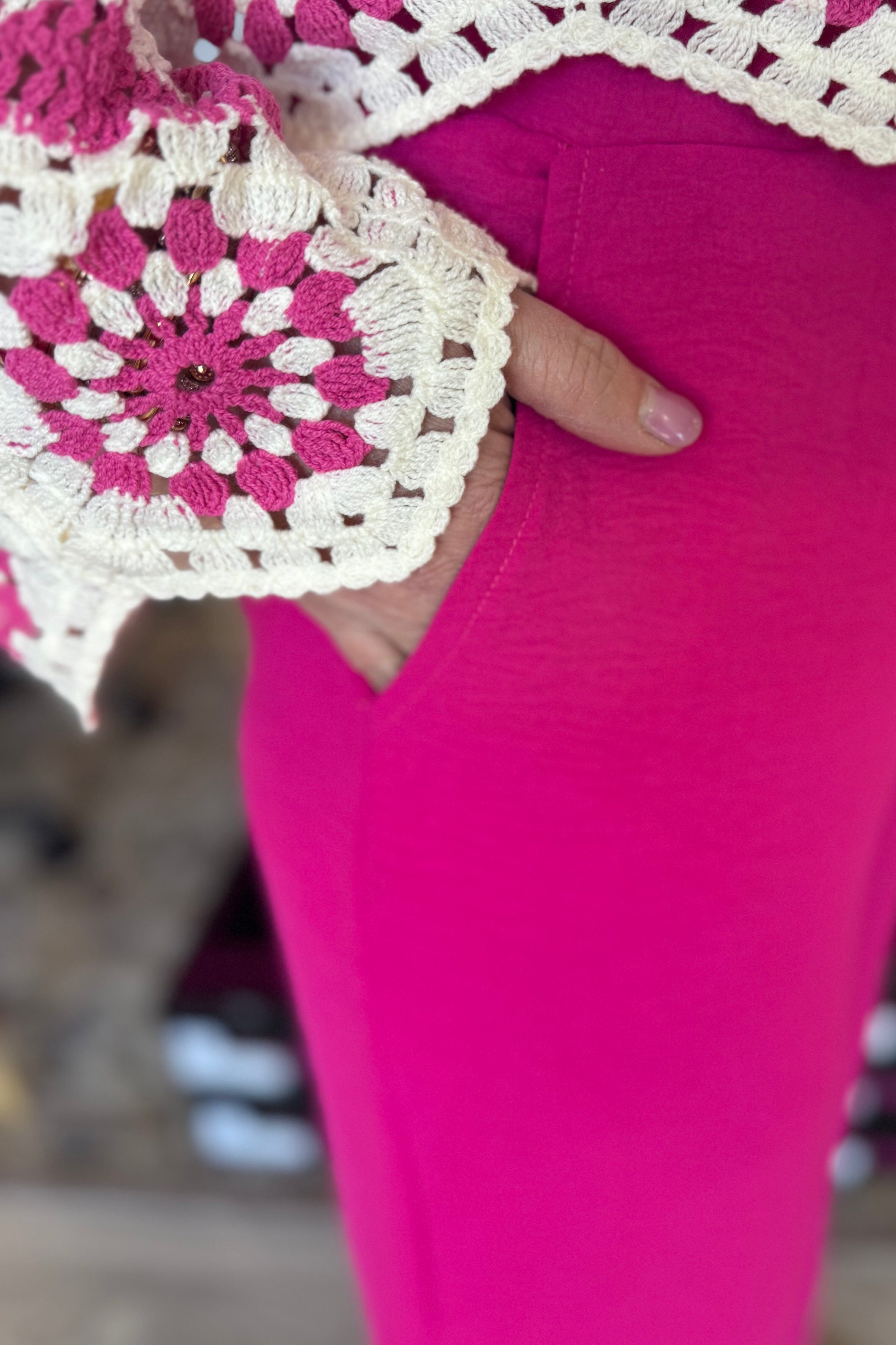 Drawstring Pull On Pant with Button Detail BOTTOMS CREATION 