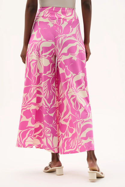 Silky Knit Floral Print Culotte Pants