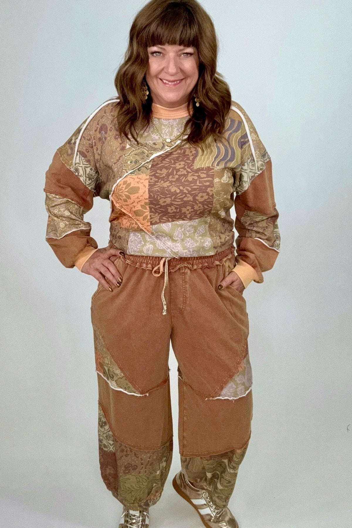 Mixed Fabric Drawstring Pant BOTTOMS:~~Unassigned~~ EASEL 