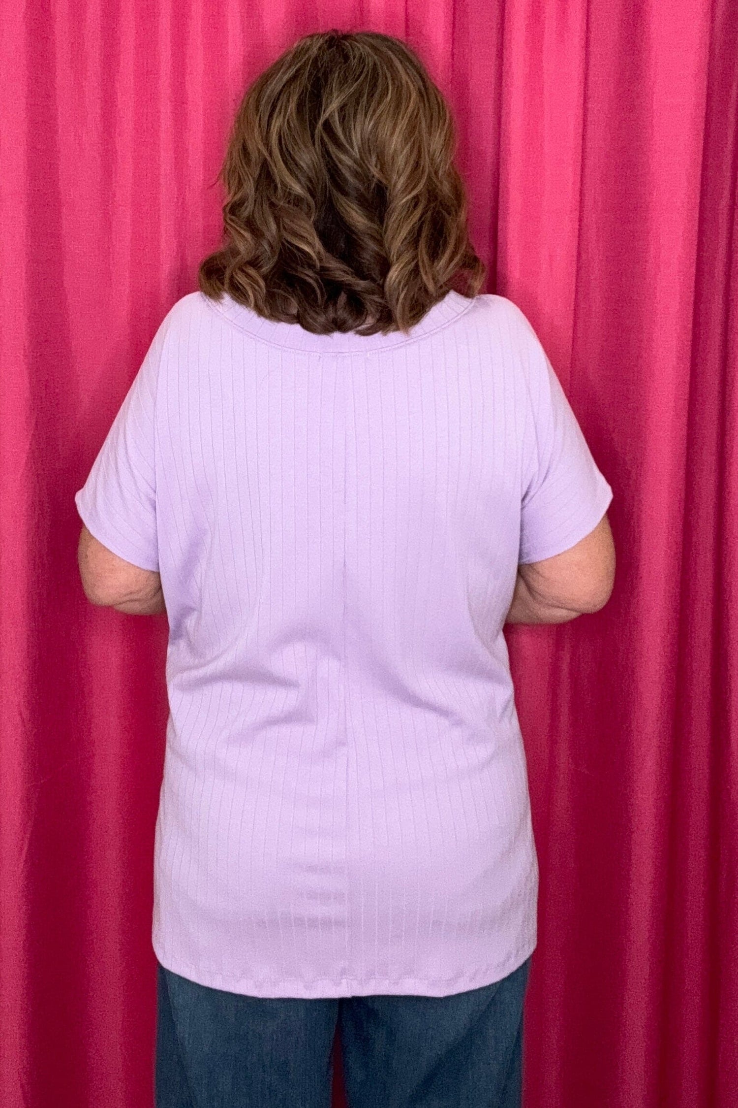 Short Sleeve V-Neck Ribbed Top JRTOP CASUAL TOP ANDREE 