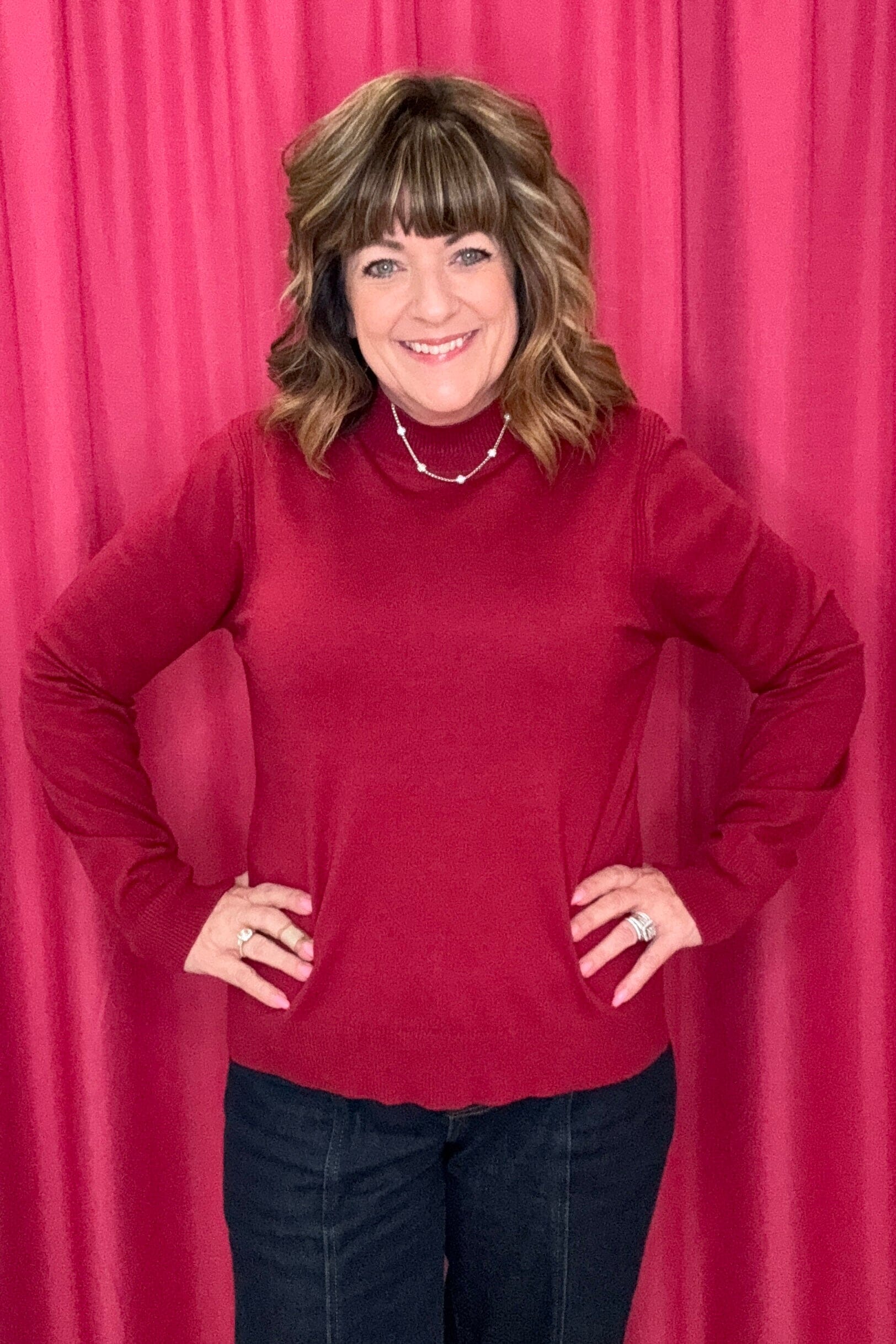 Long Sleeve Mock Neck Sweater SWEATER KEREN HART BERRY S 