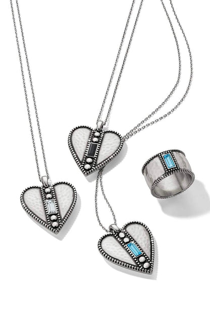 Pretty Tough Clear Gem Heart Necklace BJEWELRY Brighton Collectables 