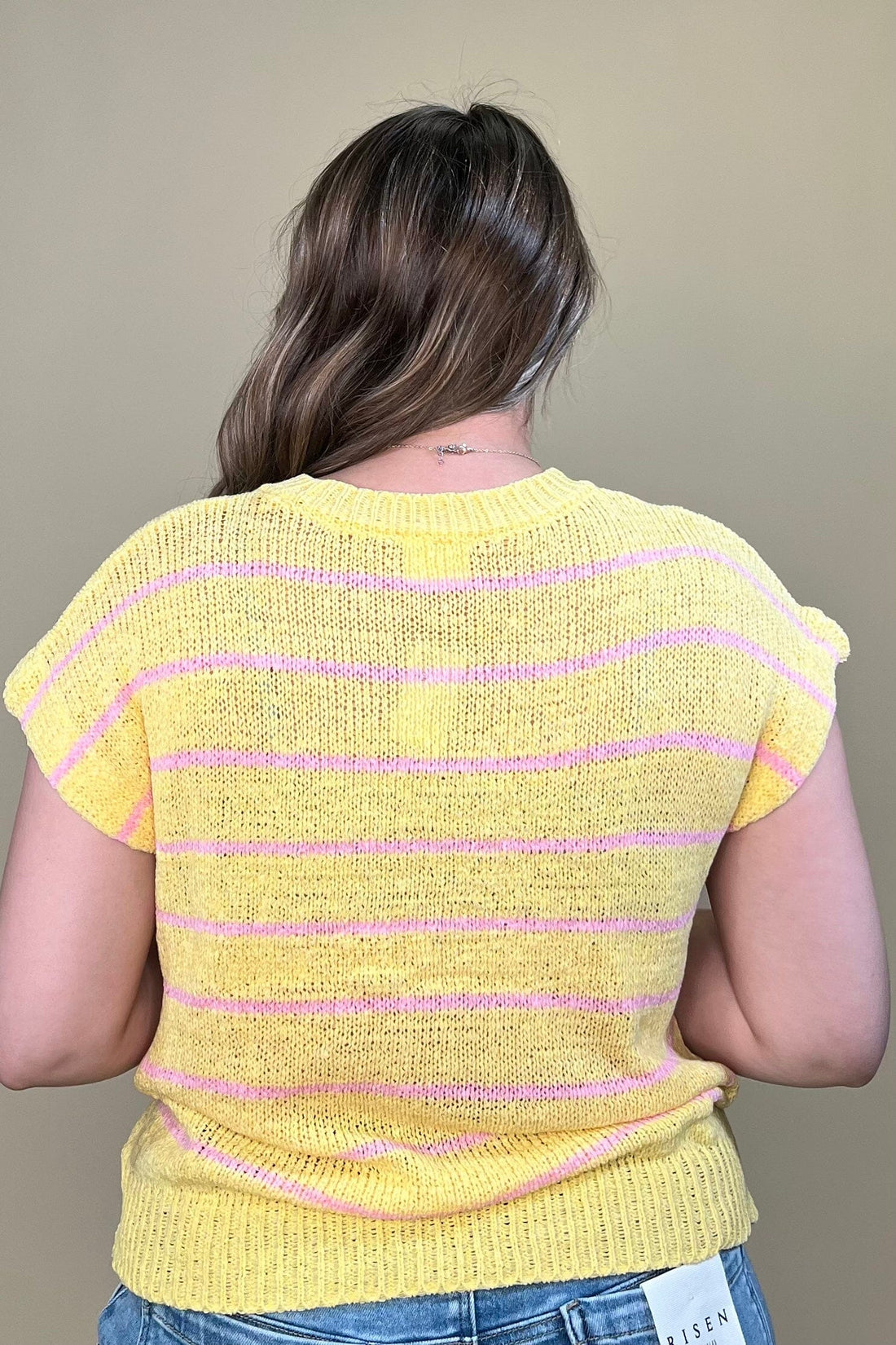 Short Sleeve Striped Sweater JRTOP CASUAL TOP VERYJ 