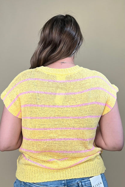 Short Sleeve Striped Sweater JRTOP CASUAL TOP VERYJ 
