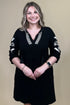 Elbow Sleeve Dress w/Embroidery Detail DRESS TRIBAL 