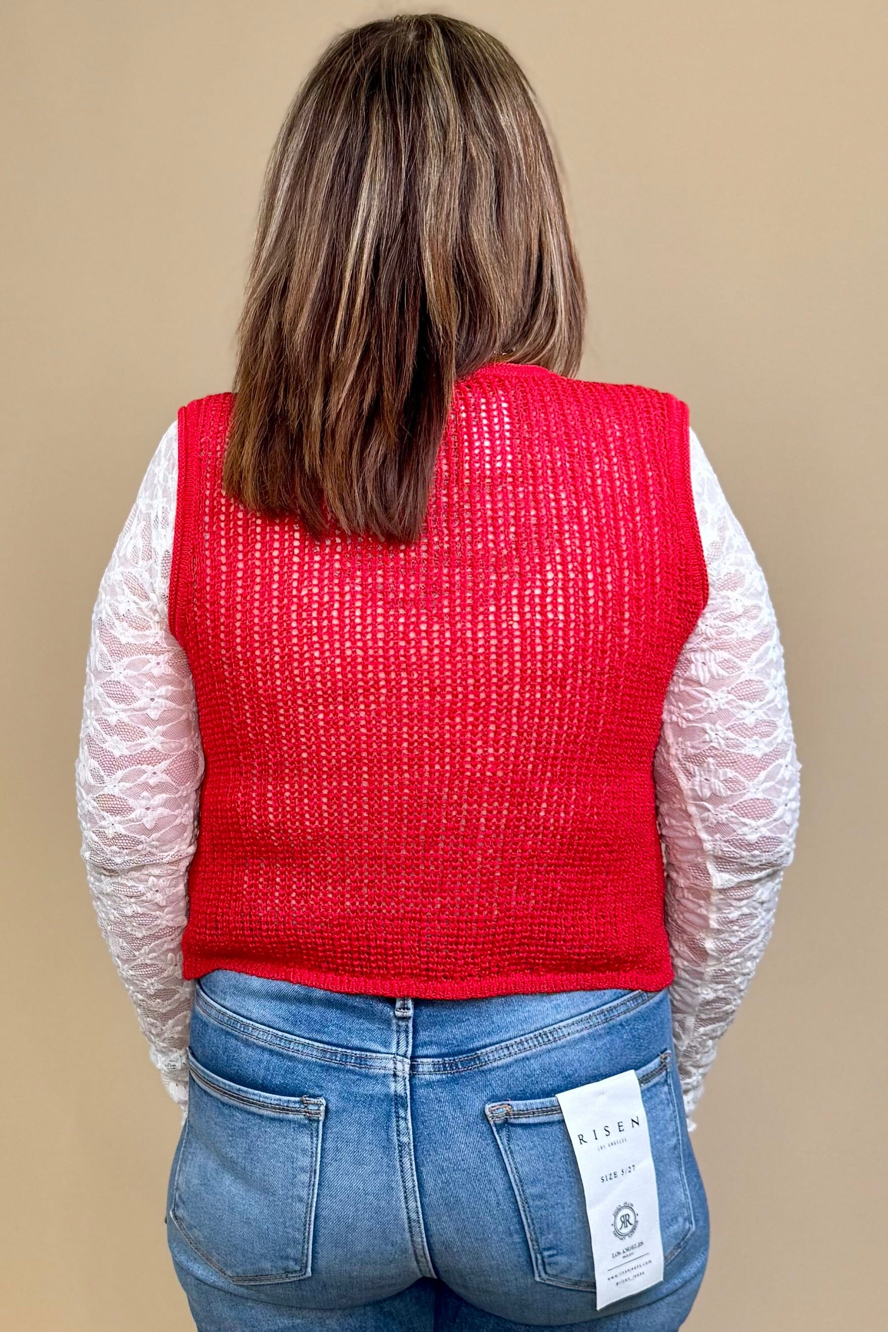 Tie Front Vest JRTOP CASUAL TOP BLUPEPPER 