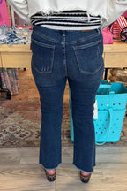 High Waist Dark Wash Kick Flare JEANS JUDY BLUE 