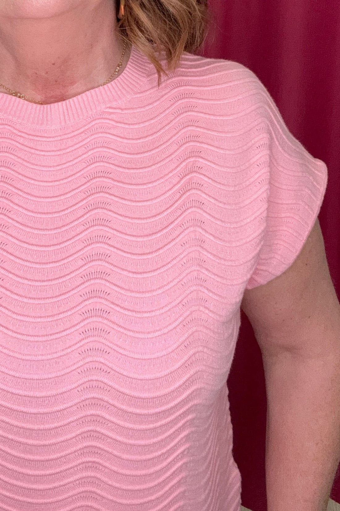 Scallop Pattern Relaxed Knit Top JRTOP CASUAL TOP ALLIE &amp; ROSE 