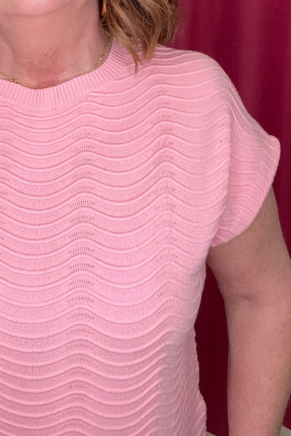 Scallop Pattern Relaxed Knit Top JRTOP CASUAL TOP ALLIE &amp; ROSE 
