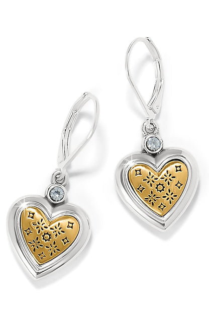 Mosaic Heart Two Tone Leverback Earrings BJEWELRY Brighton Collectables 