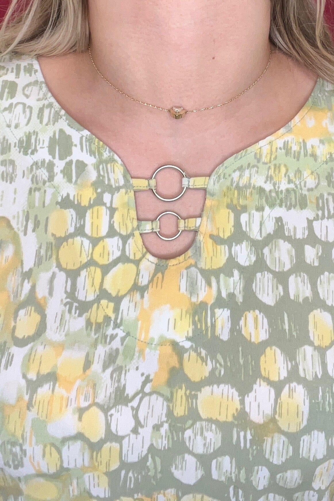3/4 Sleeve Printed Top w/2 Rings @ Neck MISSY TOP SPECIAL SOUTHERN LADY 