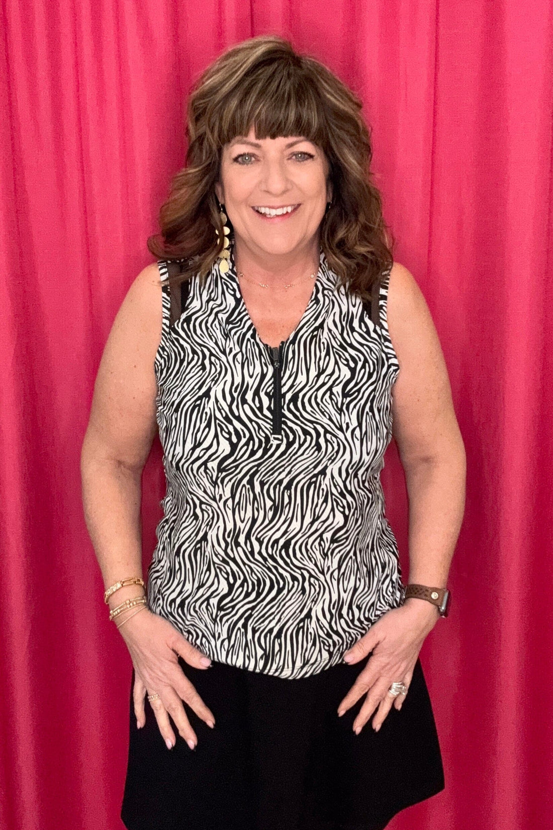 Sleeveless Zip Mock Neck Top UNDER TRIBAL