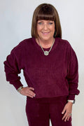 Relaxed Ribbed Corduroy L/S Top JRTOP CASUAL TOP:~~Unassigned~~ YELETE 