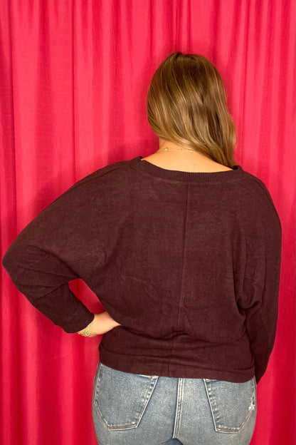 3/4 Sleeve Mandarin Collar Half Placket Twist Front Hem MISSY TOP SPECIAL DEMOCRACY 