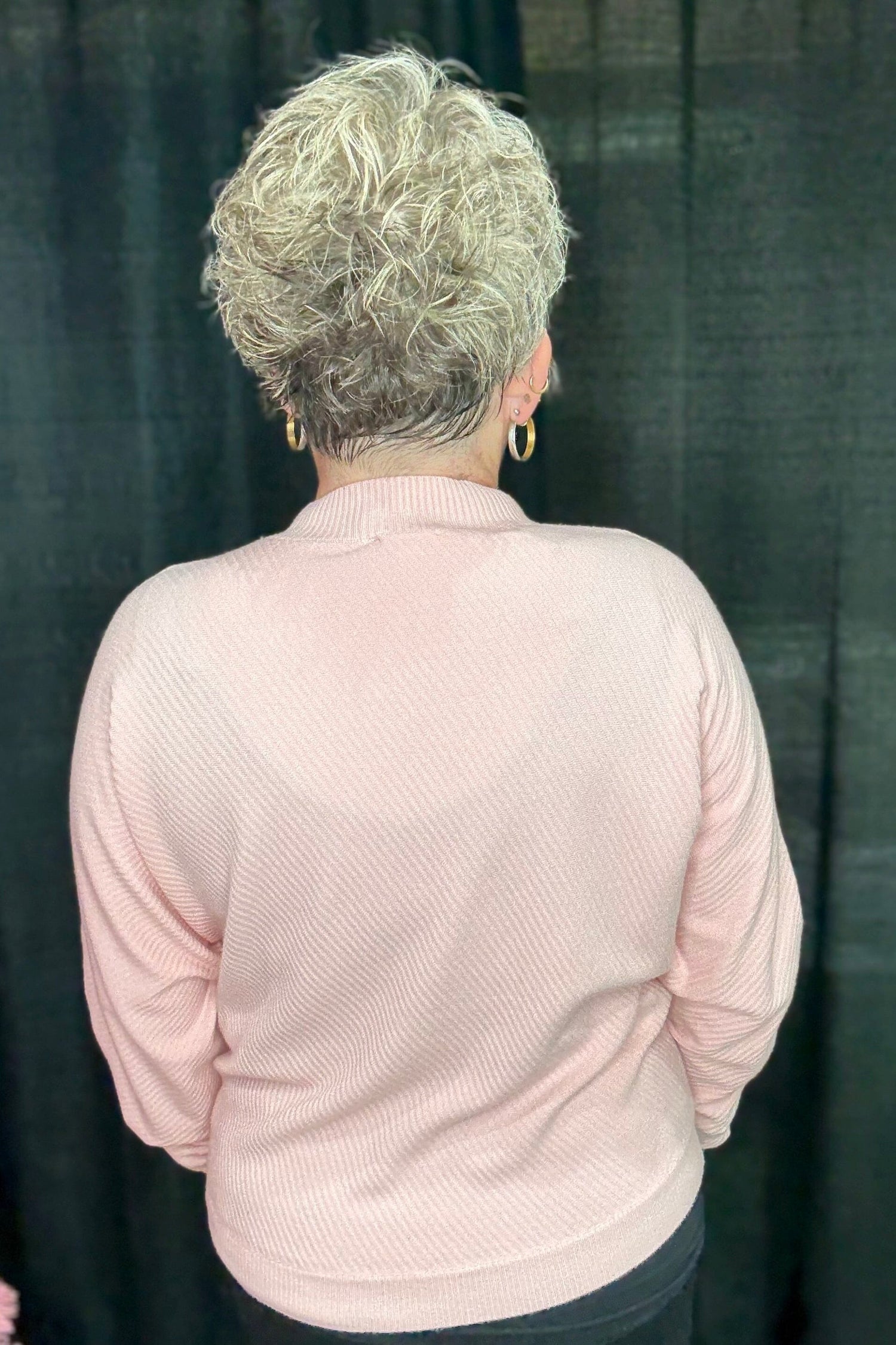 Fine Gauge Mock Neck Diagonal Rib Dolman Sweater SWEATER ALLIE &amp; ROSE 