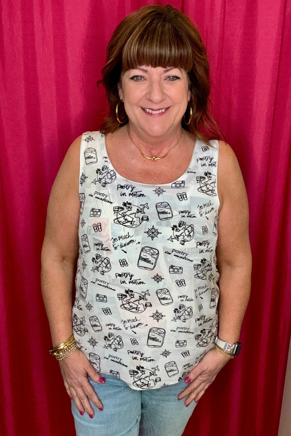 Postcard Printed Reversible Cami MISSY TOP SPECIAL Charlie B