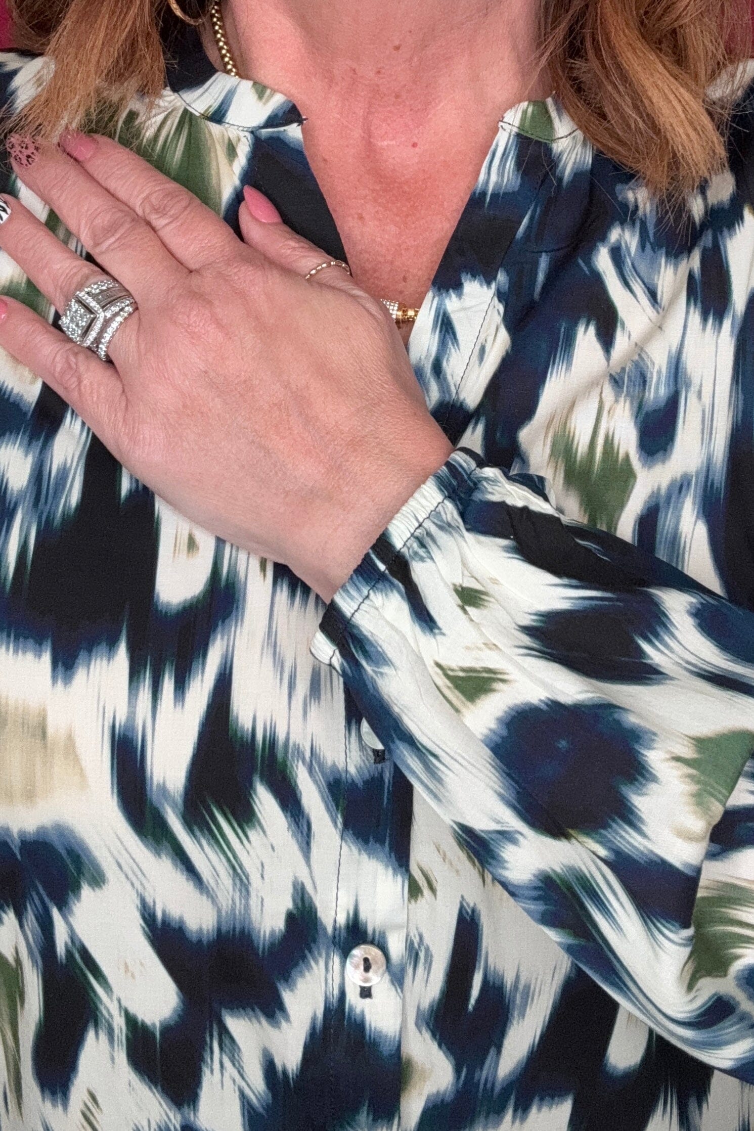 Long Sleeve Button Front Shirred Blouse MISSY TOP SPECIAL LIVERPOOL 