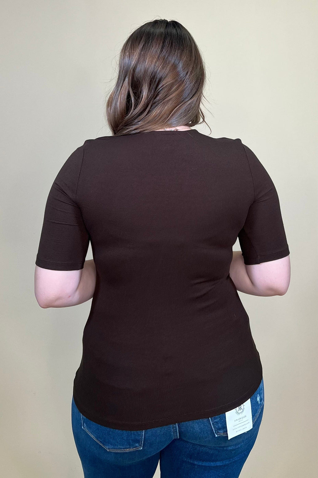 1/2 Sleeve V Neck Double Layer Knit Top MISSY BASIC KNIT LIVERPOOL 