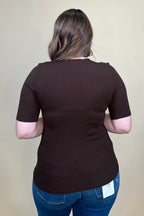 1/2 Sleeve V Neck Double Layer Knit Top MISSY BASIC KNIT LIVERPOOL 
