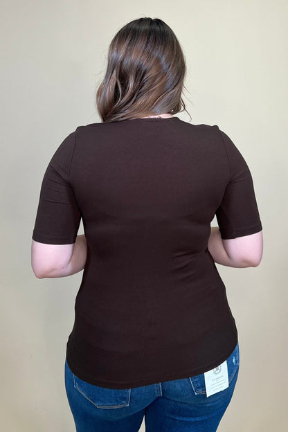 1/2 Sleeve V Neck Double Layer Knit Top MISSY BASIC KNIT LIVERPOOL 