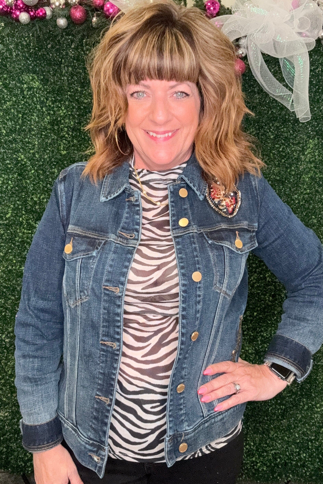 Cowgirl Safari Zebra Mesh MISSY BASIC KNIT STERLINGKREEK 