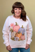 Mixed Pumpkin Graphic Sweatshirt MISSY BASIC KNIT:~~Unassigned~~ SUGAR STITCH 