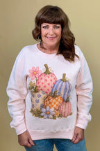 Mixed Pumpkin Graphic Sweatshirt MISSY BASIC KNIT:~~Unassigned~~ SUGAR STITCH 